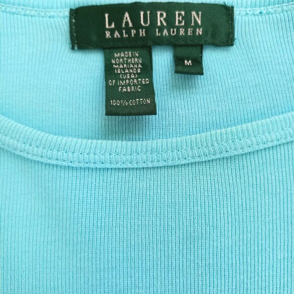 Lauren Ralph Lauren Aqua Blue Women's Top - Long Sleeve Crewneck Tee, Size M - Picture 5 of 8
